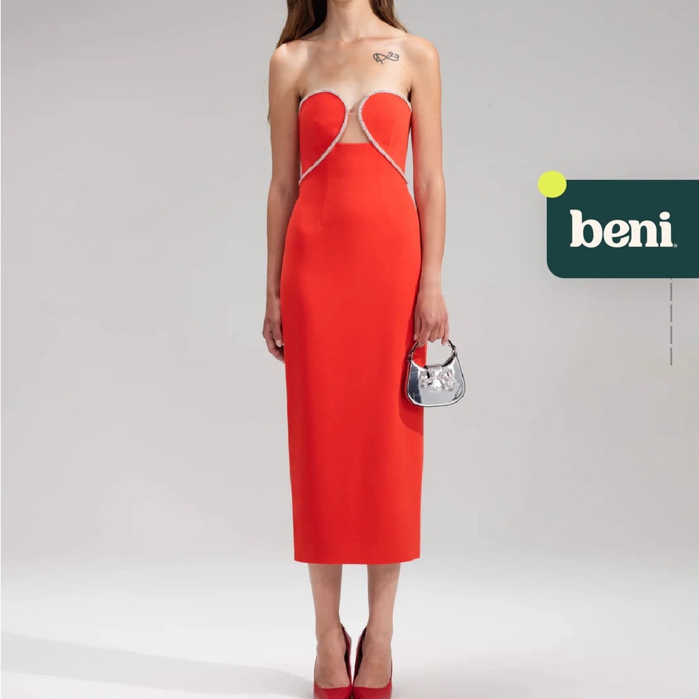 Self-Portrait Sleeveless Crepe Midi-Dress
